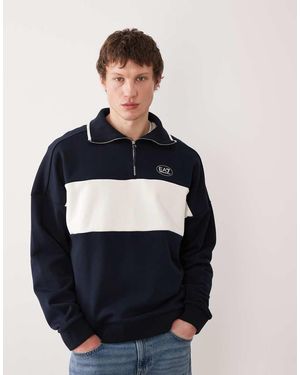 EA7 Armani Colourblock Half Zip Up Jumper - Blue