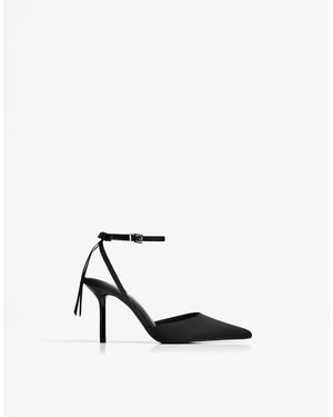 Bershka High-Heel Shoes With Bow - White
