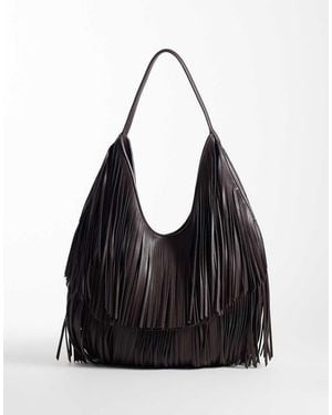 ASOS Super Fringe Scoop Tote - Black