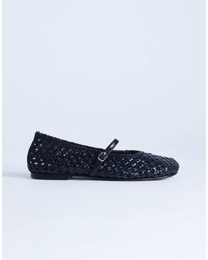 TOPSHOP Bobbi Leather Woven Ballet - Blue