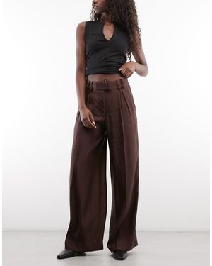 AllSaints Pantalones De Traje De Mezcla De Lino Charley Del Conjunto En Marrón Chocolate-Rojo - Multicolor