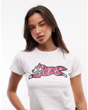 ICECREAM T-shirt für babys mit leopardenmuster, laufendem hund und logo - Weiß