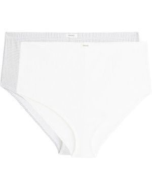 Oysho 2 Cotton Blend Logo Shorties - White