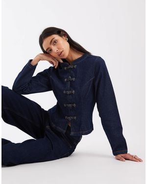ASOS Denim Mandarin Jacket - Blue