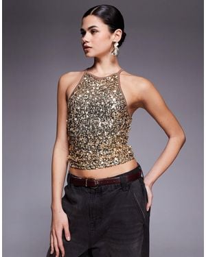 Edikted Pasha Sequin Tank Top - Grey