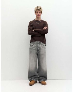 Pull&Bear Jeans A Fondo Ampio Scuro - Grigio