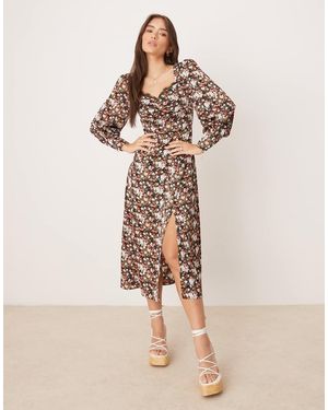 Glamorous Side Split Midi Dress - Natural