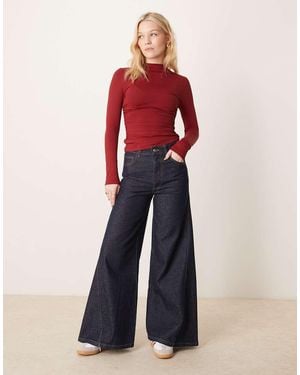 ASOS Super Wide Leg Jean With Twisted Seam - Blue