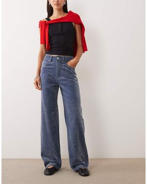 ASOS Baggy Jeans Met Wijde Pijpen En Flocking - Blauw