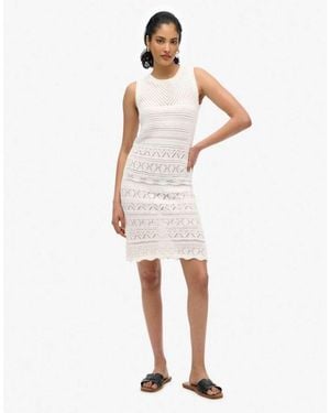 Superdry Crochet Mini Dress - White
