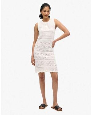 Superdry Crochet Mini Dress - White