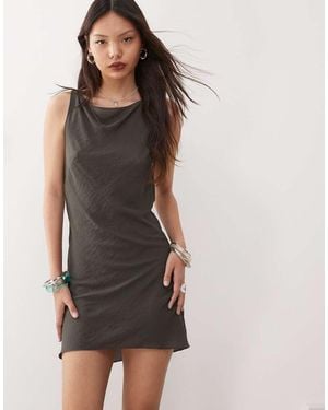 Weekday Vestido Con Cuello Barco De Tejido Semitransparente De - Gris