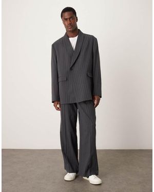 ASOS Pantalones De Traje Negros De Corte Suelto De - Gris