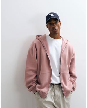 ASOS Essentials Oversized Zip Up Sweatshirt - Pink