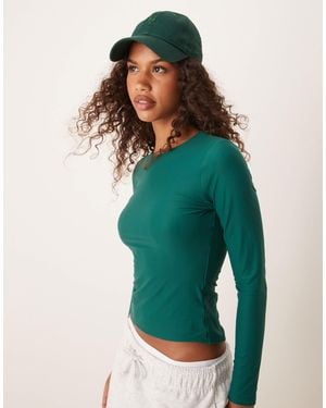 Abercrombie & Fitch Soft Matte Long Sleeve Crew Neck Top - Green