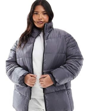 Yours Padded Jacket With Dip Hem - Grey