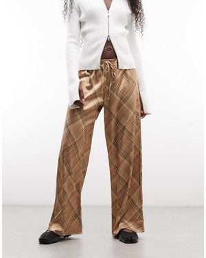 Reclaimed Vintage Satin Wide Leg Trouser - Natural