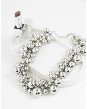 ASOS Statement Necklace With Ball Design - Metallic