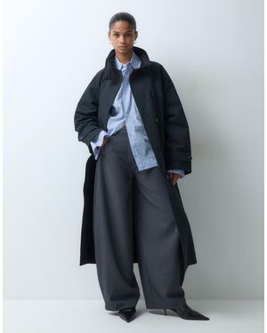 ARKET Cardigan en laine à col montant à carreaux - Bleu