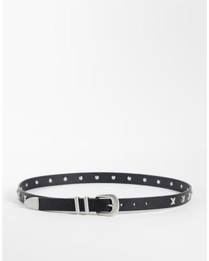ASOS Cross-studded Faux-leather Western Belt - White