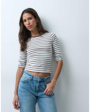 New Look Gestreept Ringer T-Shirt Met Lange Mouwen - Wit