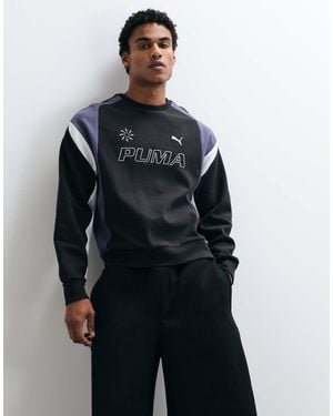 PUMA T7 Relaxed Polo Crew Neck Sweatshirt - Blue