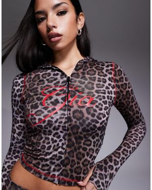 I.AM.GIA – blare – kapuzenjacke mit dunklem leopardenmuster, logo, kontrastnähten und reißverschluss, kombiteil - Grau