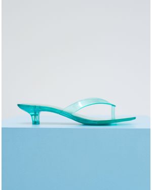 ASOS Holiday Jelly Kitten Heel Toe Thongs - Blue