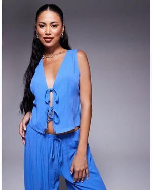 Kaiia Exclusive Sleeveless Waistcoat Top - Blue