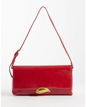 ASOS Bolso De Hombro Con Herrajes Dorados En - Rojo