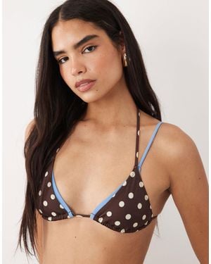 ASOS Bonnie Polka Dot Double Layer Triangle Bikini Top - Black