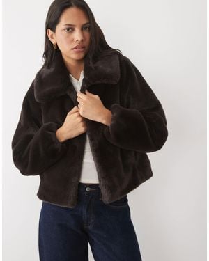 Threadbare Cropped faux-fur-jacke - Blau