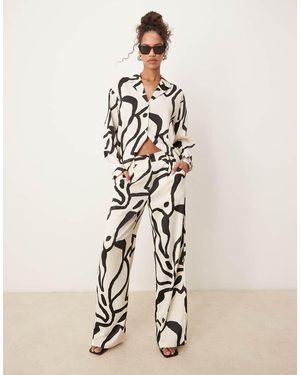Aware Wide Leg Satin Trouser Co-ord - Natural