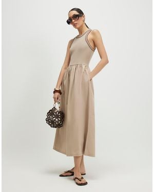 River Island Sleeveless Whipstitch Maxi Dress - Natural
