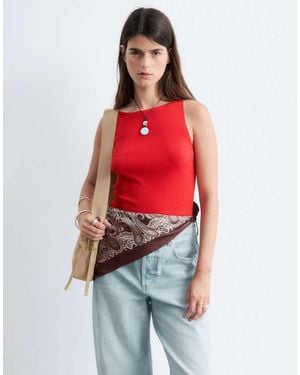 & Other Stories Sleeveless Knit Top With High Neck - Red