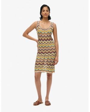 Superdry Zig Zag Knit Mini Dress - Natural