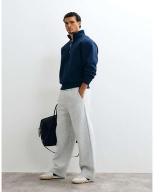 ASOS Sudadera Oversize Con Media Cremallera En Azul Marino - Blanco