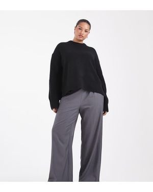 ONLY Pantalones De Sastre De Pernera Ancha En Gris Oscuro - Negro