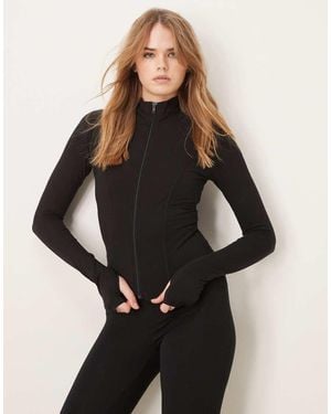Gina Tricot Soft Touch Sports Seamless Zip Up Jacket - Black