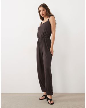 Miss Selfridge Jumpsuit mit bindeträgern und ballonhose - Natur