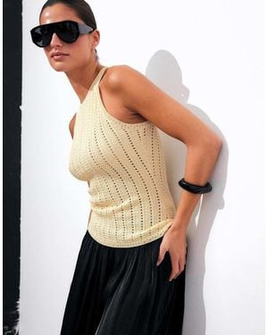 NA-KD Knitted Pointelle Top - White
