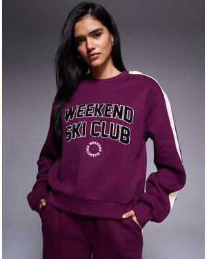 ASOS Weekend Collective Heavyweight Sweatshirt With Ski Club Design - Purple