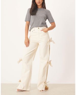 Sister Jane Bay Denim Jeans With Bow Details - Natural