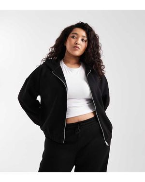 ONLY Sudadera Negra Con Capucha Y Cremallera De (Parte De Un Conjunto) - Negro