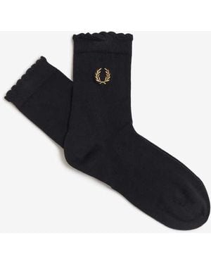 Fred Perry Amy Lettuce Edge Socks - Black