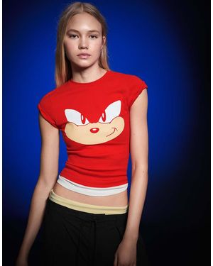 Bershka Short Sleeve Sonic T-Shirt - Blue