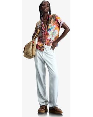 Desigual Overhemd Met Korte Mouwen En Tropische Print - Rood