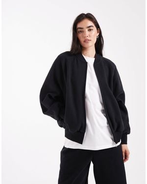 Cotton On Plush Zip Through Bomber - Black