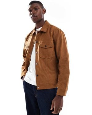 Only & Sons Faux Suede Trucker Jacket - Blue