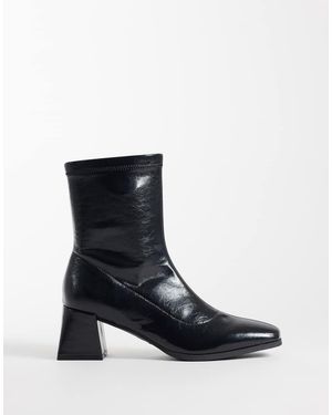 London Rebel Tabitha Block Heeled Knee Boots - Blue